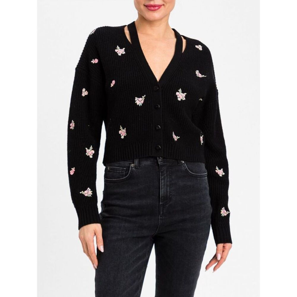Twinset Women Twinset V-Neck Wool Blend Cardigan With Crystal Embellishment